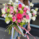 Bouquet of peonies, carnations and roses
