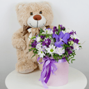 'Flower romance' with teddy bear