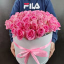 Blumenbox 'Hutschachtel mit rosa Rosen'