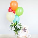 White lilies & Teddy bear with balloons