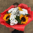 Arrangement 'Sunflower, Chrysanthemum and Gypsophila Bouquet'
