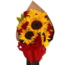 Blumenstrauß aus 6 Rosen und 6 Sonnenblume