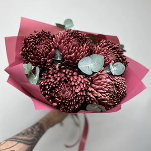 Blumenstrauß 'Schokoladen-Chrysanthemen in Lockenwickler-Form, 5 Stück'