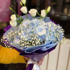 Blumenstrauß 'Bouquet with hydrangea and gypsophila'