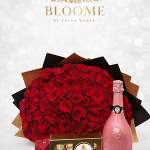 Bouquet 'Imperial Love – 51 Red Roses & Rosé Champagne'