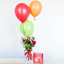 Roses & chocolates with balloons gift set
