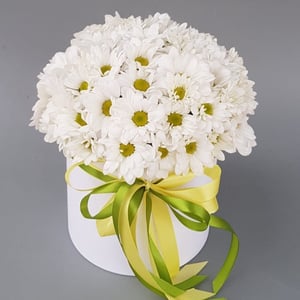 Hat box with flowers 'Chrysanthemums in a box'