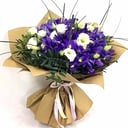 Bouquet of irises and eustoma