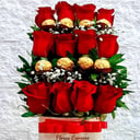 Flower box 'Staircase of Roses and Chocolates'