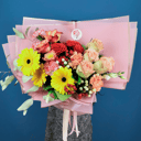 Bouquet of Roses, Dianthuses and Gerberas