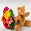 Bouquet of 8 Gerberas and Teddy Bear