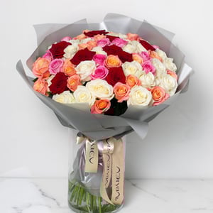 Blumenstrauß 'Strauß bunter Rosen 75 Stk'