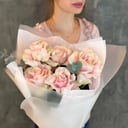 French powder roses with eucalyptus