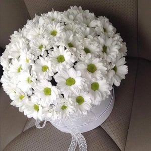 Hat box with flowers 'Composition "Chamomile"'