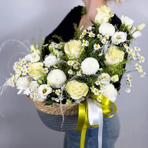 Panier de fleurs 'Soleil Blanc'