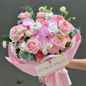Pink Orchid & Rose Garden Bouquet