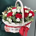 Cesta de flores 'Rojo blanco'