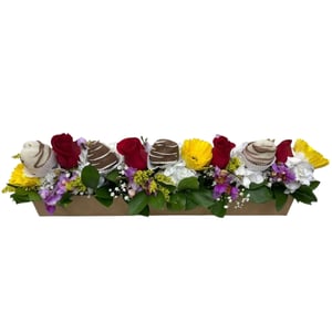 Tropical Flowers and Strawberries in a Box