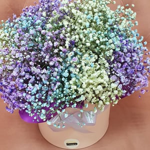 Hat box with flowers 'Rainbow after the Rain'