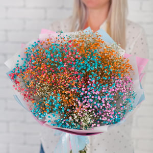 Bouquet of colored gypsophila