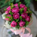 Hat box with flowers 'Box with peony rose'