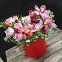 Composition of orchids and Kenyan roses