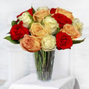 Bouquet of 15 multicolored roses