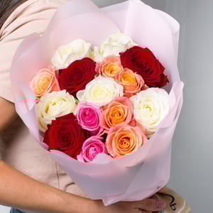 Blumenstrauß 'Strauß bunter Rosen 15 Stk'