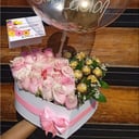 Corazon de cariño con globo flores cali