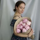 9 pink peonies in craft paper