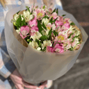 Bouquet of delicate alstroemeria mix in craft