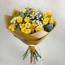Bouquet of Yellow roses and Gypsophila