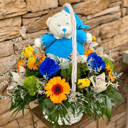 Flower basket 'Blue Teddy Bear Basket'