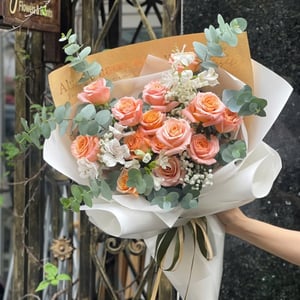 Coral Rose Kraft Bouquet