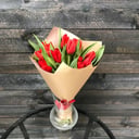 15 red tulips