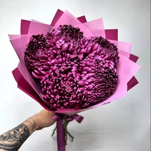 Bouquet 'Chrysanthemum Bigudi, 5 stems, wine color'