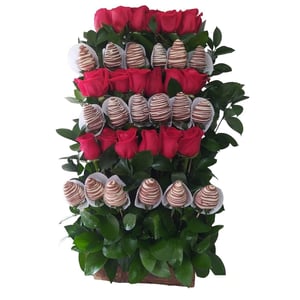 Stairs of roses and strawberries