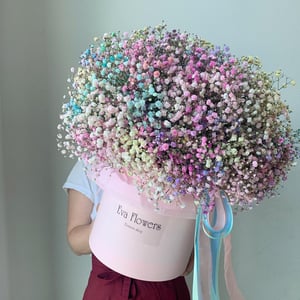 Hat box with flowers 'Resistant gypsophila maxi size'