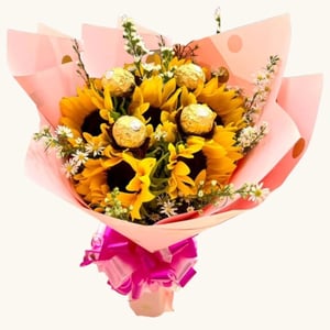 Bouquet 'Tournesols et chocolats'