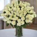 A bouquet of 75 white roses