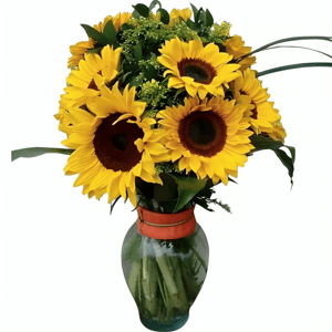 Vase mit Sonnenblumen