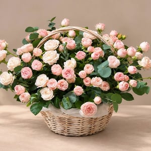 Flower basket 'Pink Satin'