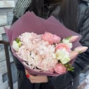 Bouquet of hydrangeas, freesias and roses