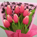 Bouquet of 9 tulips in original packaging