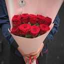 Mono bouquet of 9 red roses 50 cm