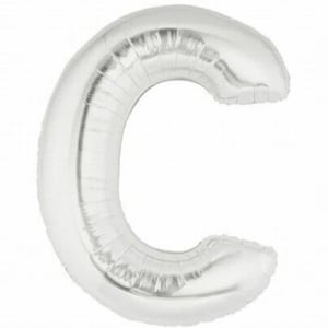 Palloncino in foil argentato a forma di lettera C