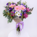 Purple haze: Purple roses and pink gerberas