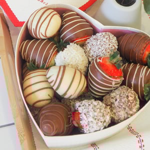 Heart with chocolate covered strawberry