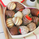 Heart with chocolate covered strawberry