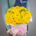 Bouquet of 25 daffodils in a hat box